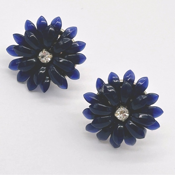 J. Crew Jewelry - J. Crew Blue Flower Jeweled Earrings